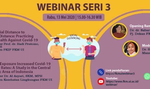 Webinar Seri 3 FKM UI: ‘From Social Distance to Physical Distance: Practicing Public Health Against Covid-19’ dan ‘Sunlight Exposure Increased Covid-19 Recovery Rates: A Study in the Central Pandemic Area of Indonesia’