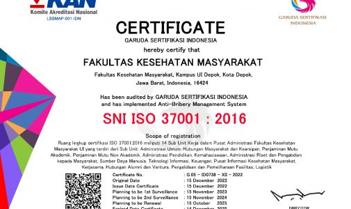 Selangkah Lebih Maju, FKM UI Raih Sertifikasi SMAP SNI ISO 37001:2016